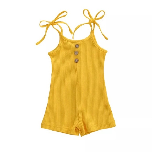 ☀️ Summer yellow‎ 3 faux button tank romper, size 12-18 months - Picture 2 of 7